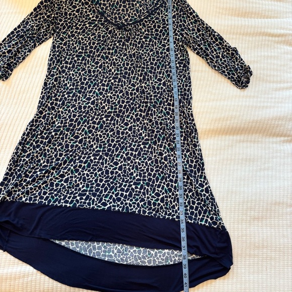 Ellen Tracy Women's V-Neck Navy Blue Leopard Print Mesh Detail Nightgown Size L - Picture 9 of 10